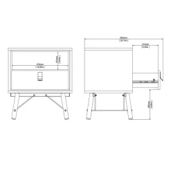 Nachtkastje Denver Eiken - 54x60x41 cm