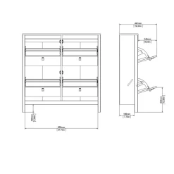Schoenenkast Dallas Wit - 103x103x25 cm