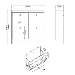 Schoenenkast Dallas Zwart - 103x103x25 cm