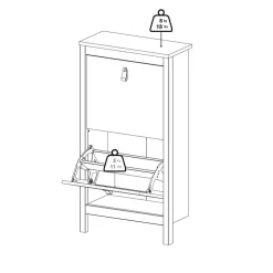 Schoenenkast Dallas Zwart - 54x103x25 cm