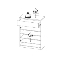 Schoenenkast Luna Eiken - 81x112x40 cm