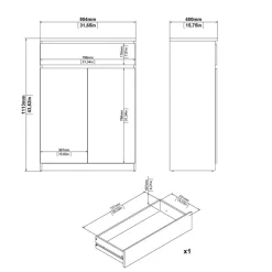 Schoenenkast Luna Eiken - 81x112x40 cm