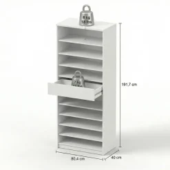 Schoenenkast Luna Eiken - 81x192x40 cm