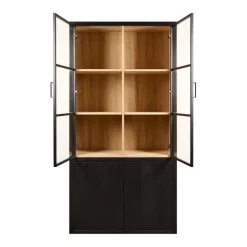 Vitrinekast Chester Zwart - 105x214x40 cm