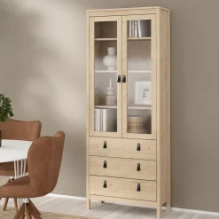 Vitrinekast Dallas Eiken - 79x199x33 cm