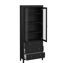 Vitrinekast Dallas Zwart - 79x199x33 cm