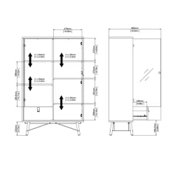 Vitrinekast Denver Zwart / Walnoot - 102x162x40 cm