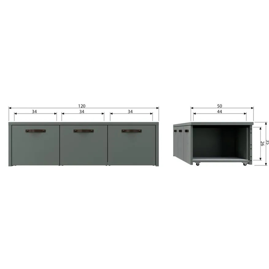 vtwonen Kistbank Stage Groen - 120x36x50 cm