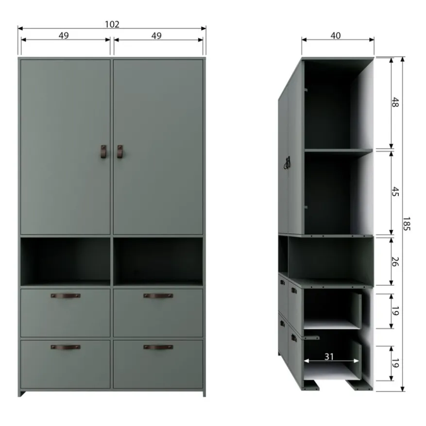 Vtwonen Kledingkast Stage Groen - 103x185x40 cm