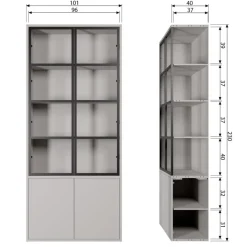 vtwonen Vitrinekast Basic Mist - 101x230x40 cm