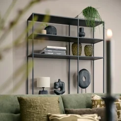 Wandkast Lennard Zwart - 120x195x35 cm