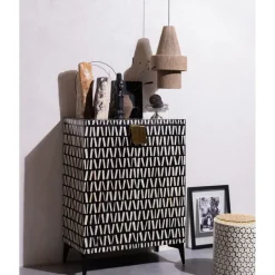 WOOOD Bijzettafel Neva Zwart/Wit - Ø 37 cm