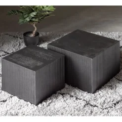 WOOOD Bijzettafel Sanne Zwart - set 2 stuks