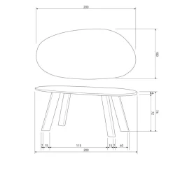 WOOOD Eettafel Roundly Bruin - 200x100 cm