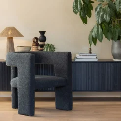 WOOOD Fauteuil Tiwa Donkergrijs