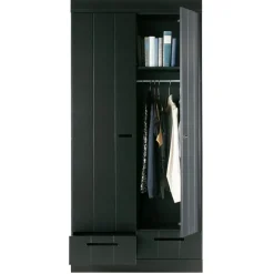 WOOOD Kledingkast Connect Zwart - 94x195x53 cm