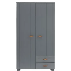WOOOD Kledingkast Dennis Staalgrijs - 111x202x55 cm