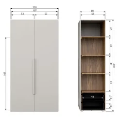 WOOOD Kledingkast Rens Grijs - 110x210x58 cm