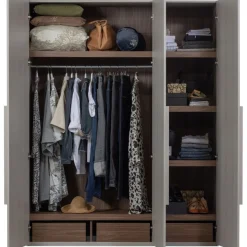 WOOOD Kledingkast Rens Grijs - 165x210x58 cm