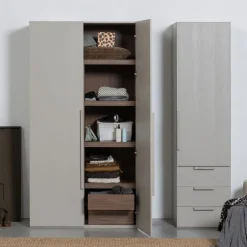 WOOOD Kledingkast Rens Grijs - 55x210x58 cm