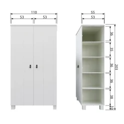 WOOOD Kledingkast Ties Wit - 111x202x55 cm