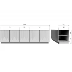 WOOOD TV-meubel Pencil Mist - 180x52x40 cm