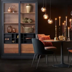 WOOOD Vitrinekast James Zwart - 125x200x47 cm