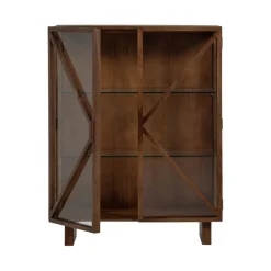 WOOOD Vitrinekast Kella Donkerbruin - 100x132x44 cm