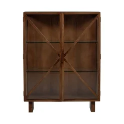 WOOOD Vitrinekast Kella Donkerbruin - 100x132x44 cm