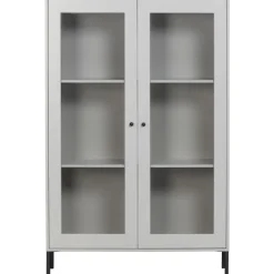 WOOOD Vitrinekast Xam Grijs - 100x155x40 cm