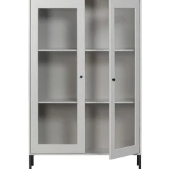 WOOOD Vitrinekast Xam Grijs - 100x155x40 cm