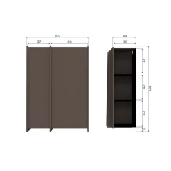 WOOOD Wandkast Brock Middenbruin - 102x140x44 cm