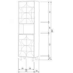 WOOOD Wandkast Draw Bruin - 60x200x40 cm