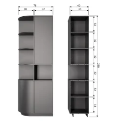 WOOOD Wandkast Finca Zwart - 78x210x40 cm
