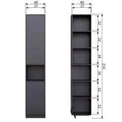 WOOOD Wandkast Finca Zwart - 40x210x40 cm