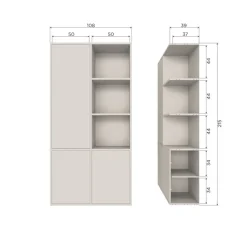 WOOOD Wandkast Meggy Links Dust - 108x215x40 cm