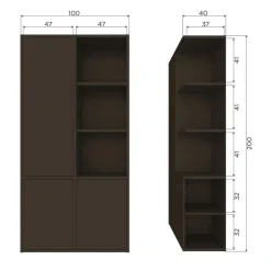 WOOOD Wandkast Merel Bruin - 100x200x40 cm