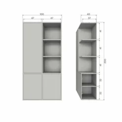 WOOOD Wandkast Merel Dust - 100x200x40 cm