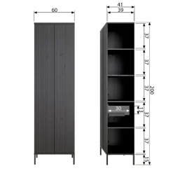WOOOD Wandkast New Gravure Dust - 60x210x42 cm