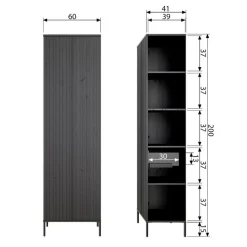 WOOOD Wandkast New Gravure Bruin - 60x210x42 cm
