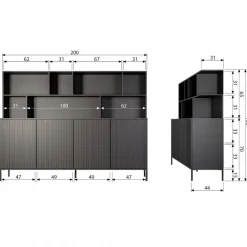 WOOOD Wandkast New Gravure Dust - 200x150x44 cm
