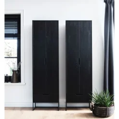 WOOOD Wandkast Silas Zwart - 60x210x36 cm